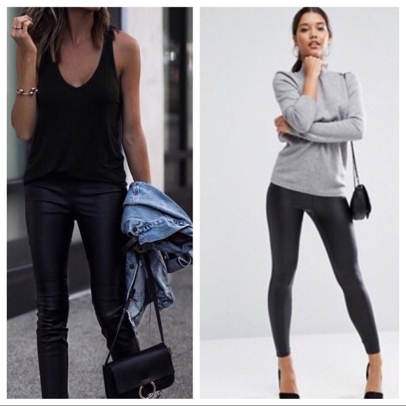 LAST PAIR FAUX LEATHER LEGGINGS LIFTS & FLATTERS - Picture 2 of 7